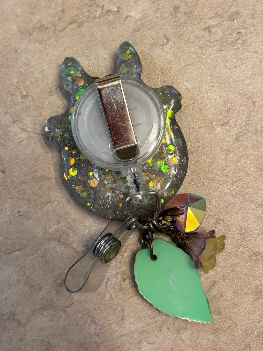Totoro Glitter Shaker badge reel with Pastel Charms - Picture 3 of 3